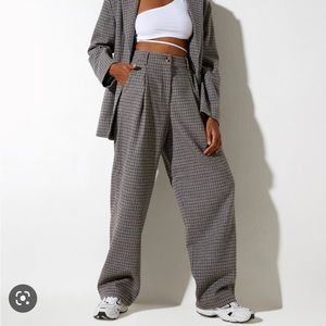 Motel Rocks Sakila Trouser in Wool Grey and Black NWT